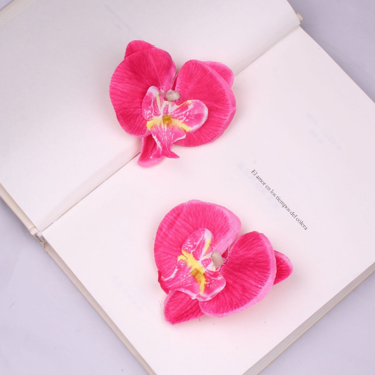 Orquídeas phalaenopsis artificiales con tacto real de 3" x 3" 20 piezas para bodas y eventos - Morado/blanco