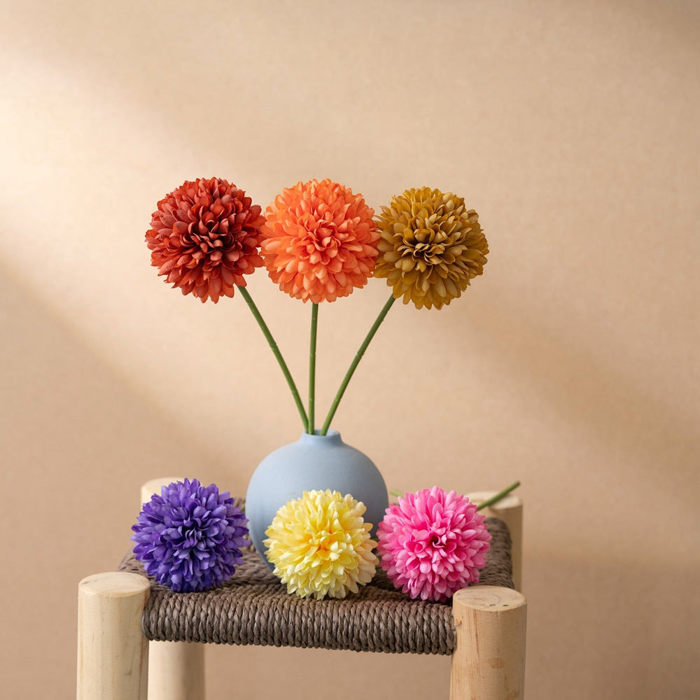 Crisantemos artificiales de 12" x 3" para decoración de interiores - Naranja