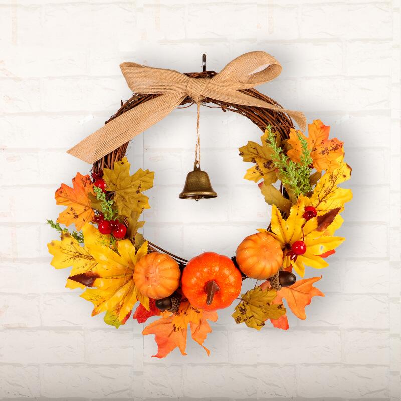 Hojas de arce artificiales de 16" para decoración de otoño - Naranja/amarillo