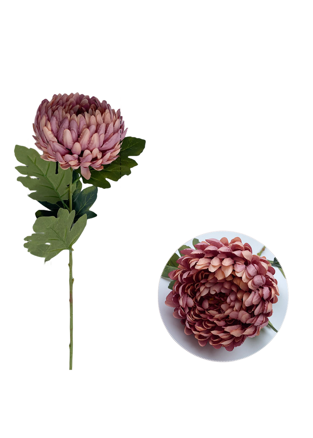 Crisantemos artificiales de 26" x 5" 5 piezas para bodas y eventos - Burdeos