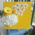 Hortensias artificiales de 12" para decoración de interiores - Blanco/amarillo