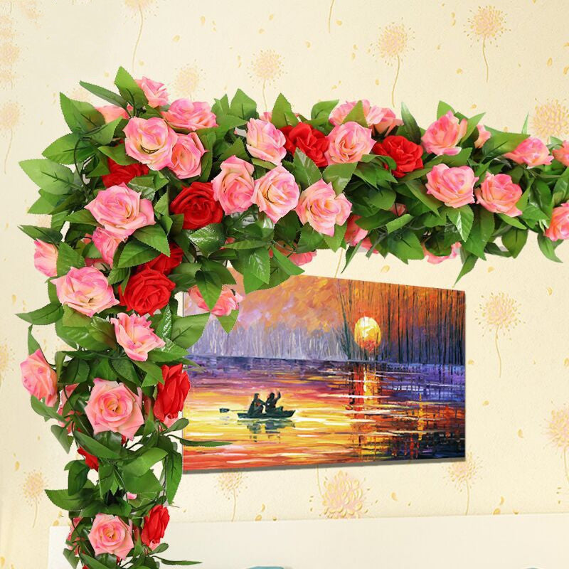 Rosas artificiales con resistencia a los rayos UV de 96" x 2" para jardín, balcón y terraza - Blanco