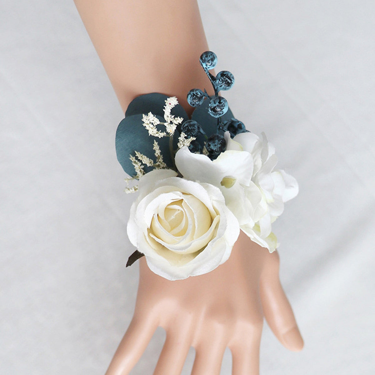 Rosas artificiales de 4" x 3" para bodas y eventos - Navy azul/champán