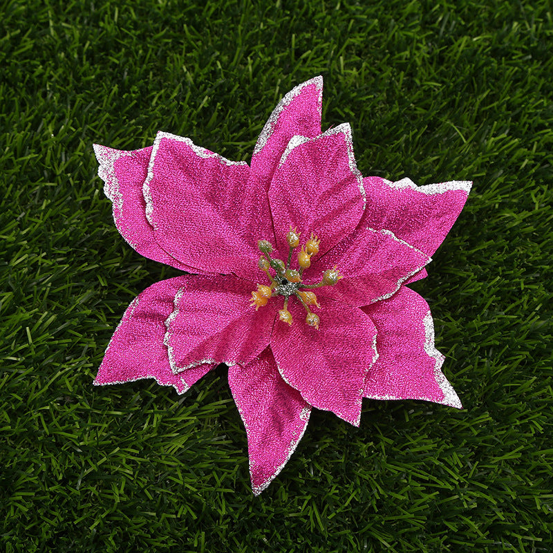 Flores de Pascua artificiales de 5" x 5" 10 piezas para bodas y eventos - Azul real