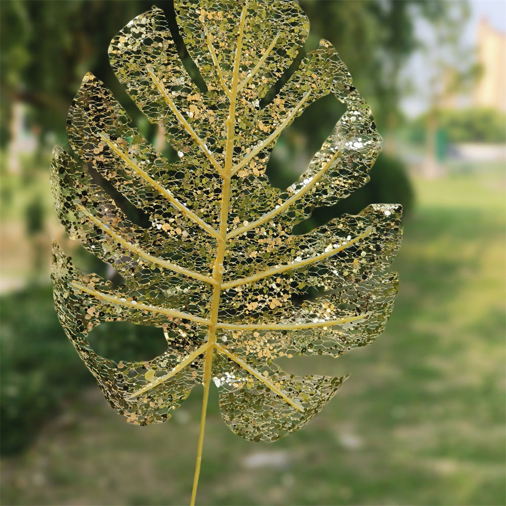 Hojas de palmera artificiales con resistencia a los rayos UV de 16" x 8" 10 piezas para jardín, balcón y terraza
