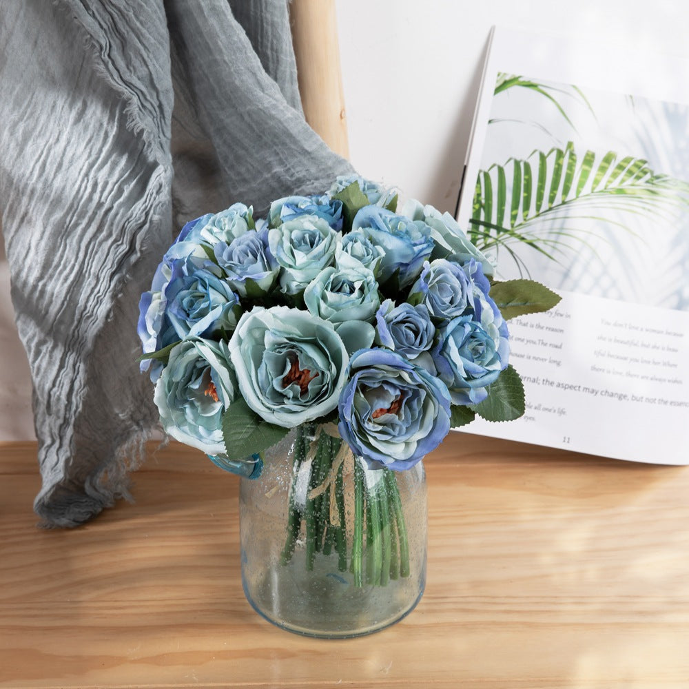 Peonías artificiales de 10" x 8" para bodas y eventos - Azul