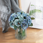 Peonías artificiales de 10" x 8" para bodas y eventos - Azul