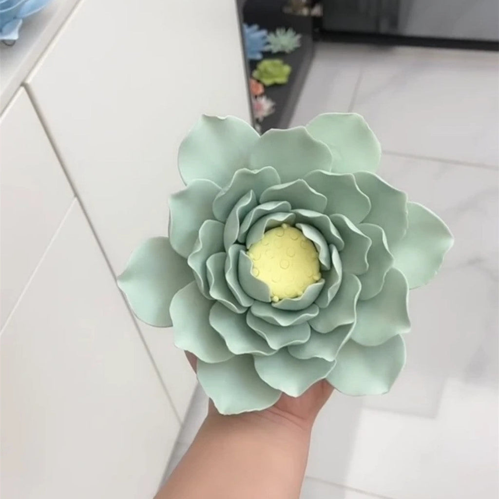 Lotos artificiales de 7" para decoración del hogar, eventos y escaparates - Verde
