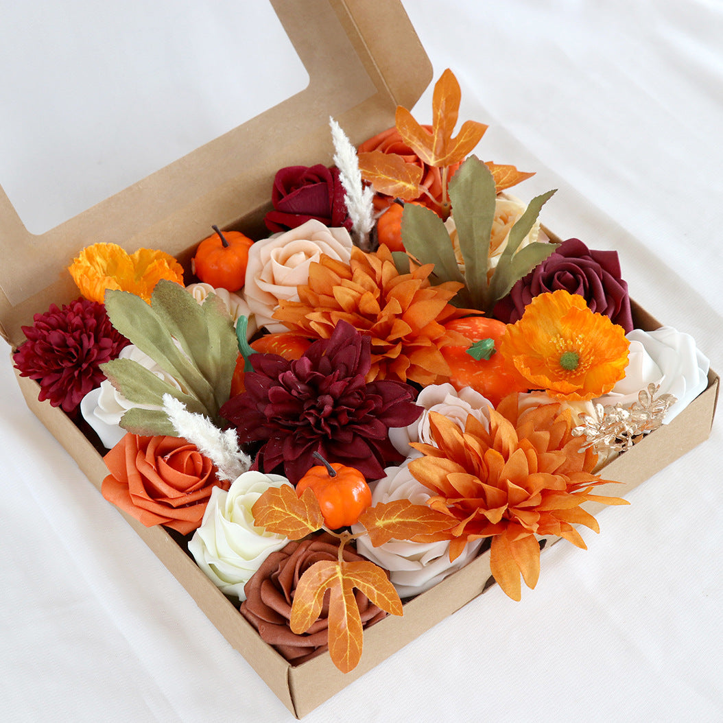 Dalias artificiales para bodas y eventos - Naranja/burdeos