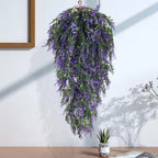 Lavanda artificial con resistencia a los rayos UV de 30" x 12" para jardín, balcón y terraza - Amarillo/verde