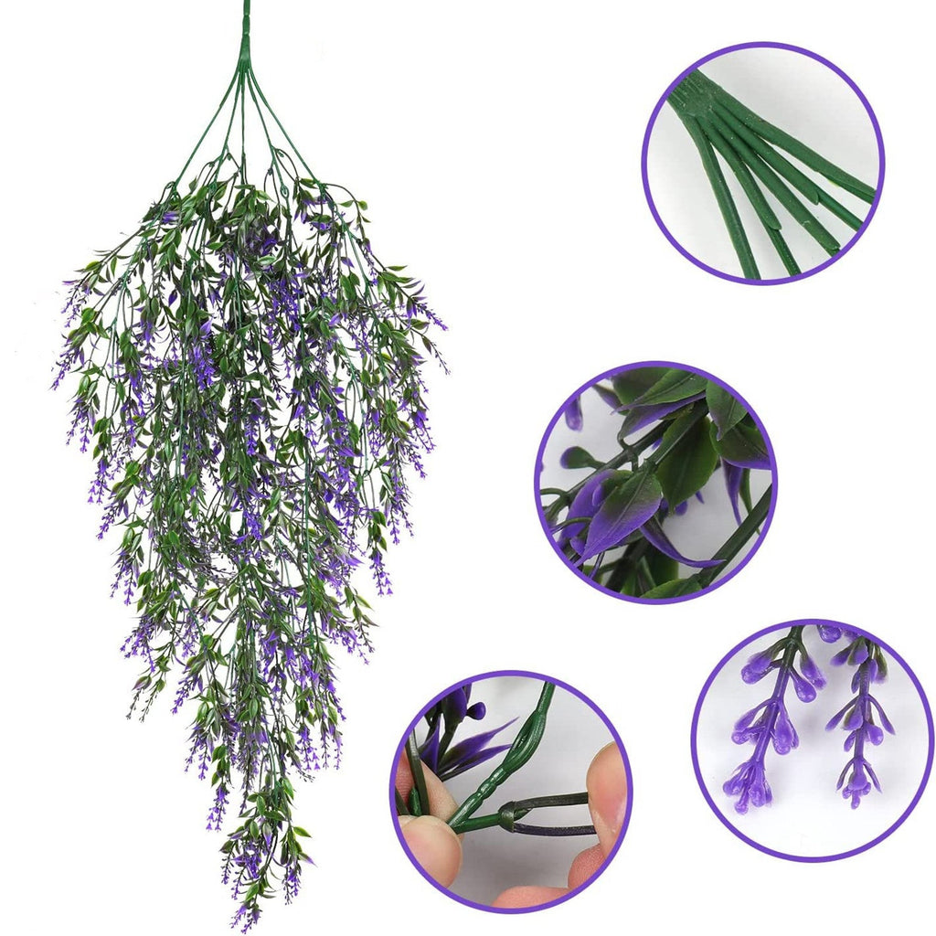 Lavanda artificial con resistencia a los rayos UV de 30" x 12" para jardín, balcón y terraza - Fucsia/verde