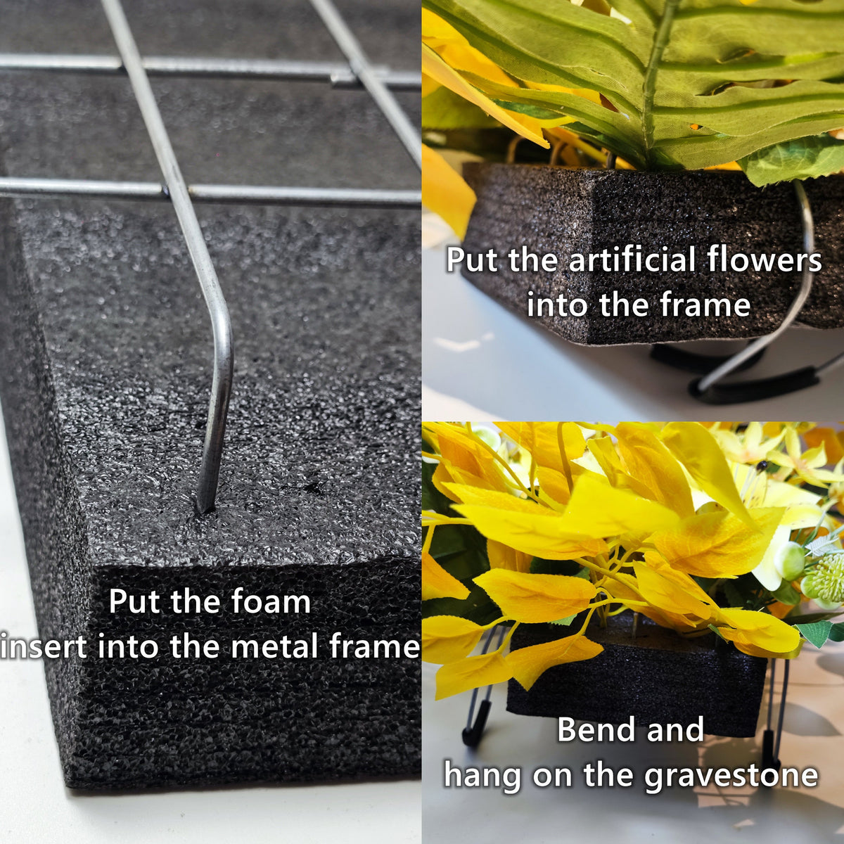 Flores artificiales para cementerio de 12" para arreglos florales y proyectos DIY