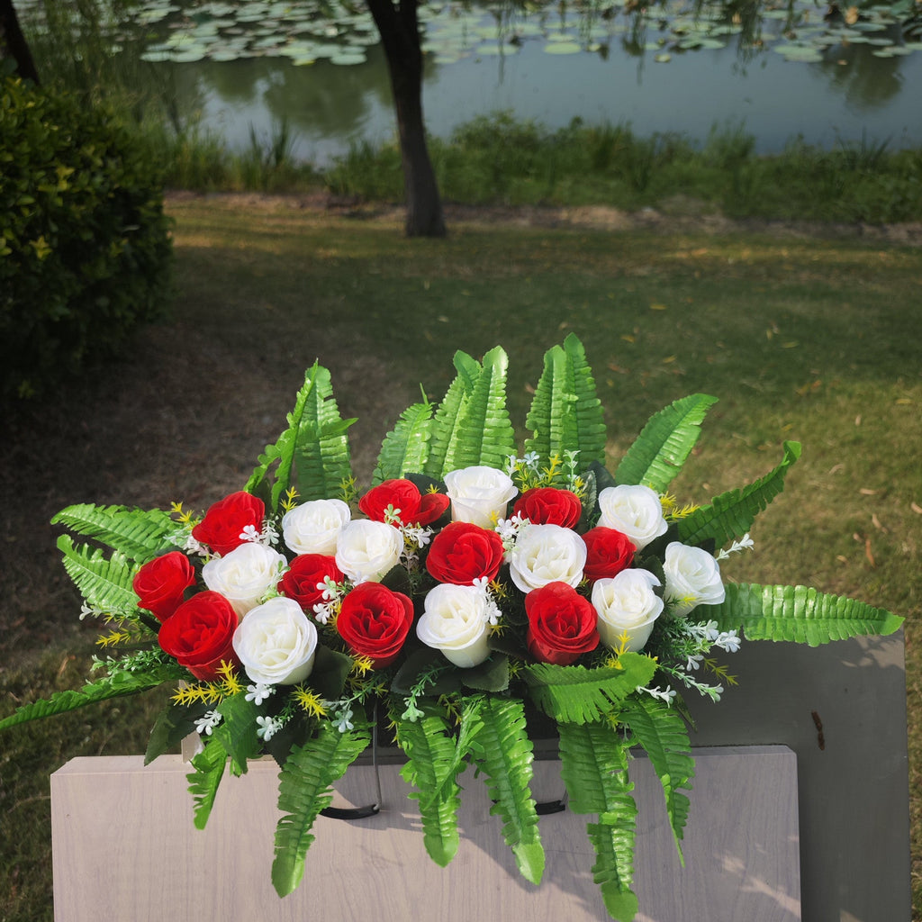 Rosas artificiales de 12" x 20" para cementerio y memorial