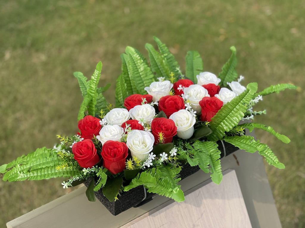 Rosas artificiales de 12" x 20" para cementerio y memorial