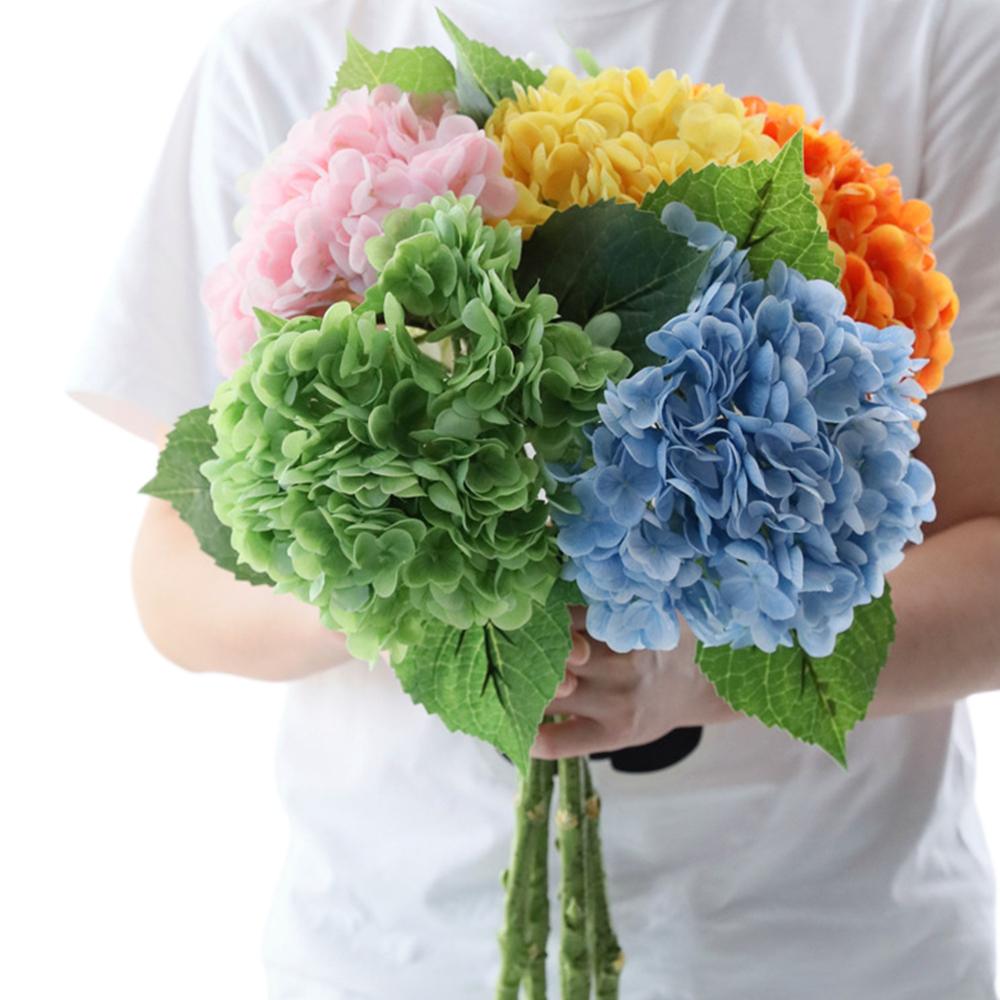 Hortensias artificiales con tacto real de 19" para bodas y eventos - Blanco