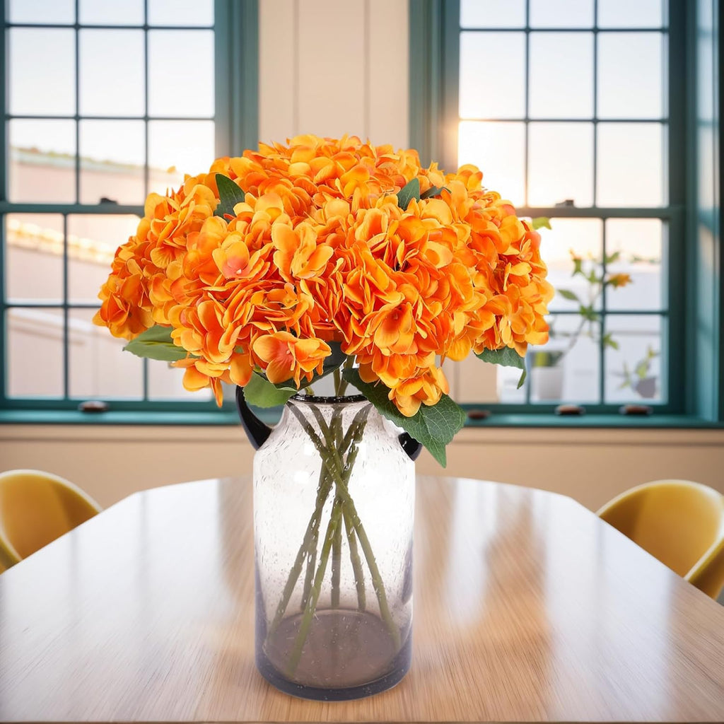 Hortensias artificiales de 18.5" para bodas y eventos - Light naranja