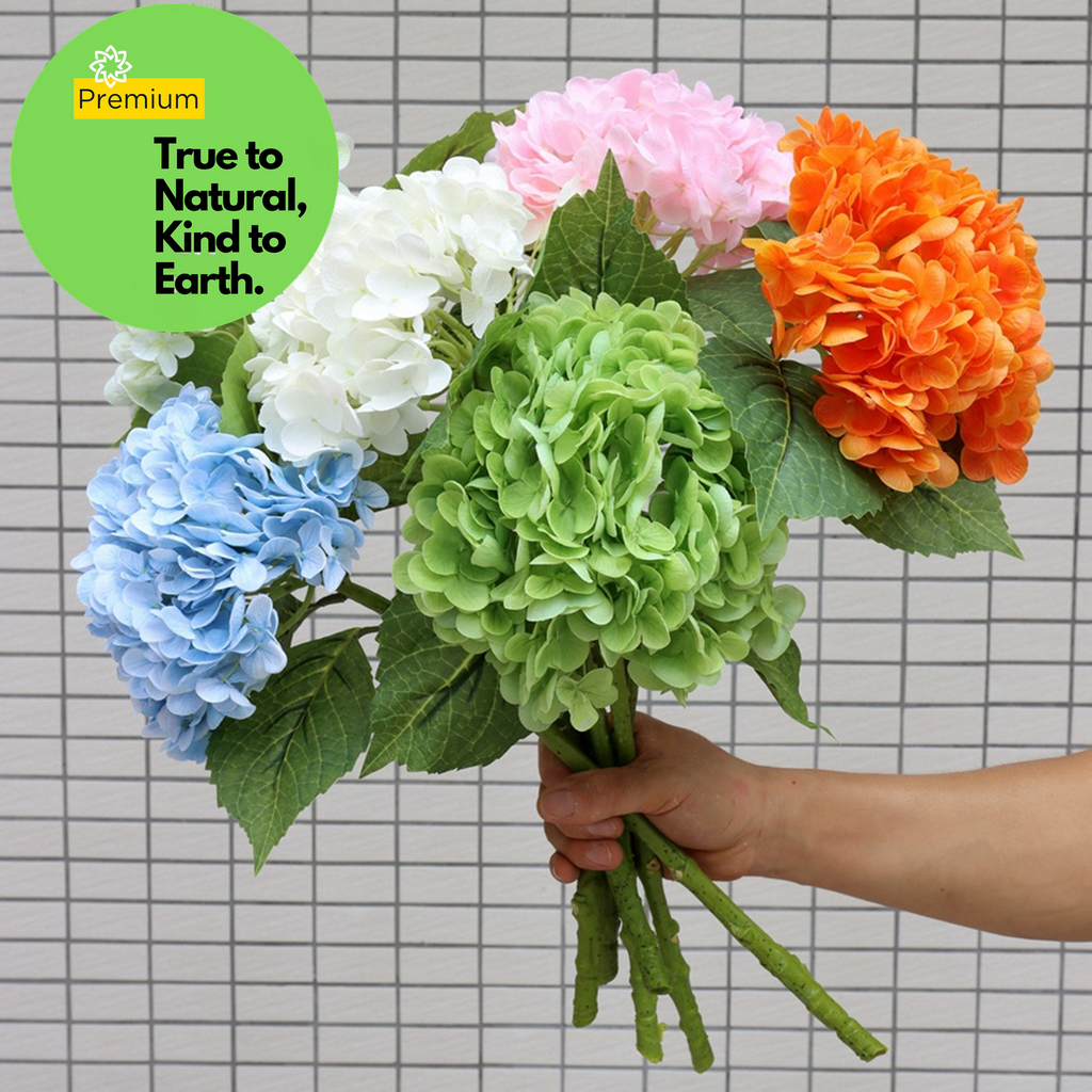 Hortensias artificiales con tacto real de 20" para bodas y eventos - Marfil