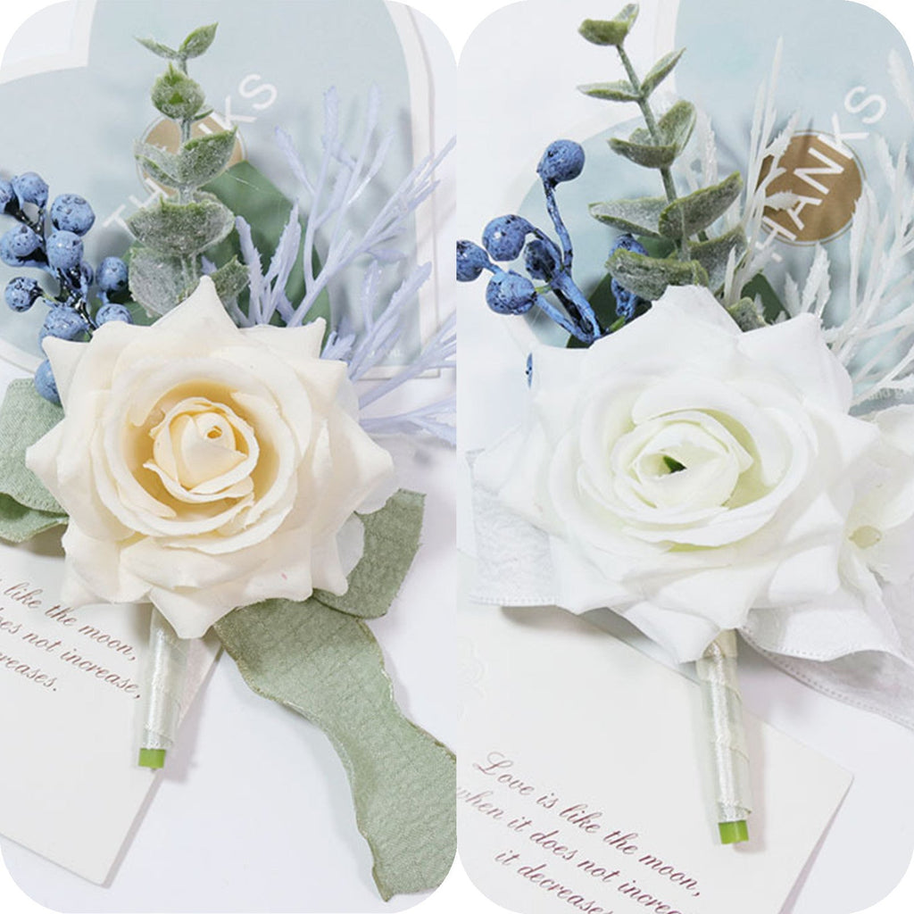 Rosas artificiales de 4" x 3" para jardín, balcón y terraza - Marfil