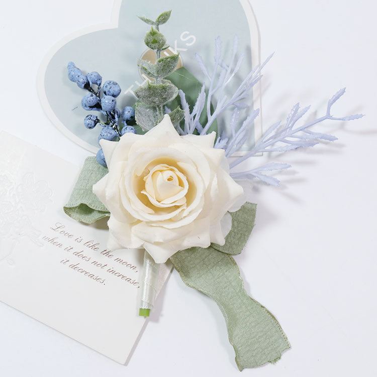 Rosas artificiales de 4" x 3" para jardín, balcón y terraza - Blanco