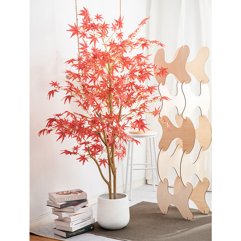 Hojas de arce artificiales para decoración de otoño - Naranja rojo 4 ft