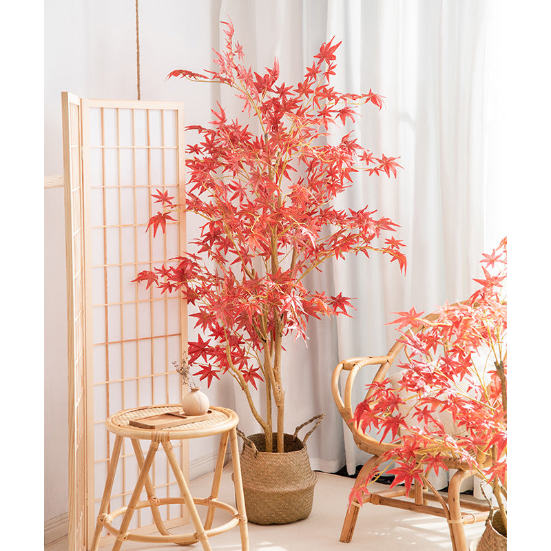 Hojas de arce artificiales para decoración de otoño - Naranja rojo 5 ft