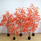 Hojas de arce artificiales para decoración de otoño - Naranja rojo 3 ft
