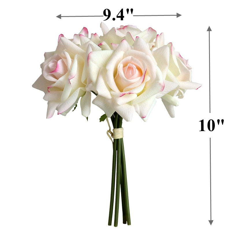 Rosas artificiales con tacto real de 10" para bodas y eventos - Champán