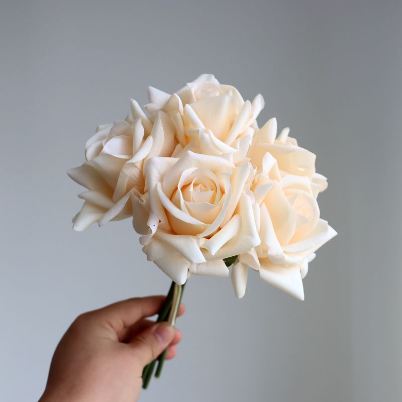 Rosas artificiales con tacto real de 10" para bodas y eventos - Blanco/rosa