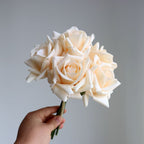 Rosas artificiales con tacto real de 10" para bodas y eventos - Blanco/rosa
