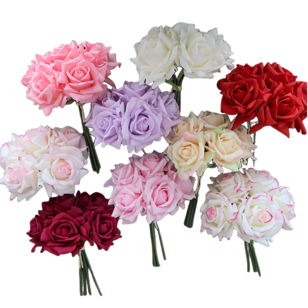 Rosas artificiales con tacto real de 10" para bodas y eventos - Marfil