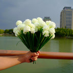 Hortensias artificiales con resistencia a los rayos UV de 13" x 8" para jardín, balcón y terraza - Morado
