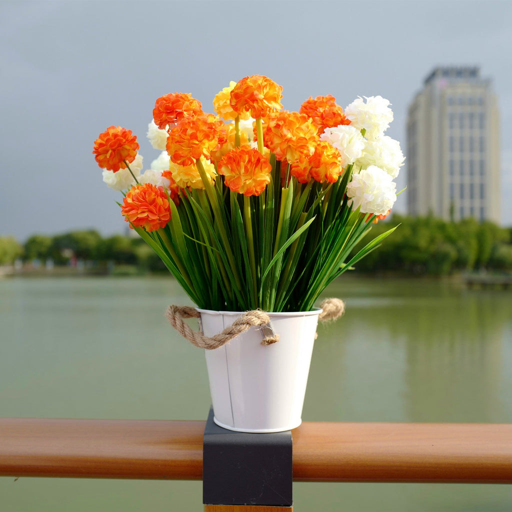 Hortensias artificiales con resistencia a los rayos UV de 13" x 8" para jardín, balcón y terraza - Rojo