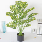 Hojas de monstera artificiales con resistencia a los rayos UV de 29" para jardín, balcón y terraza - Verde/amarillo