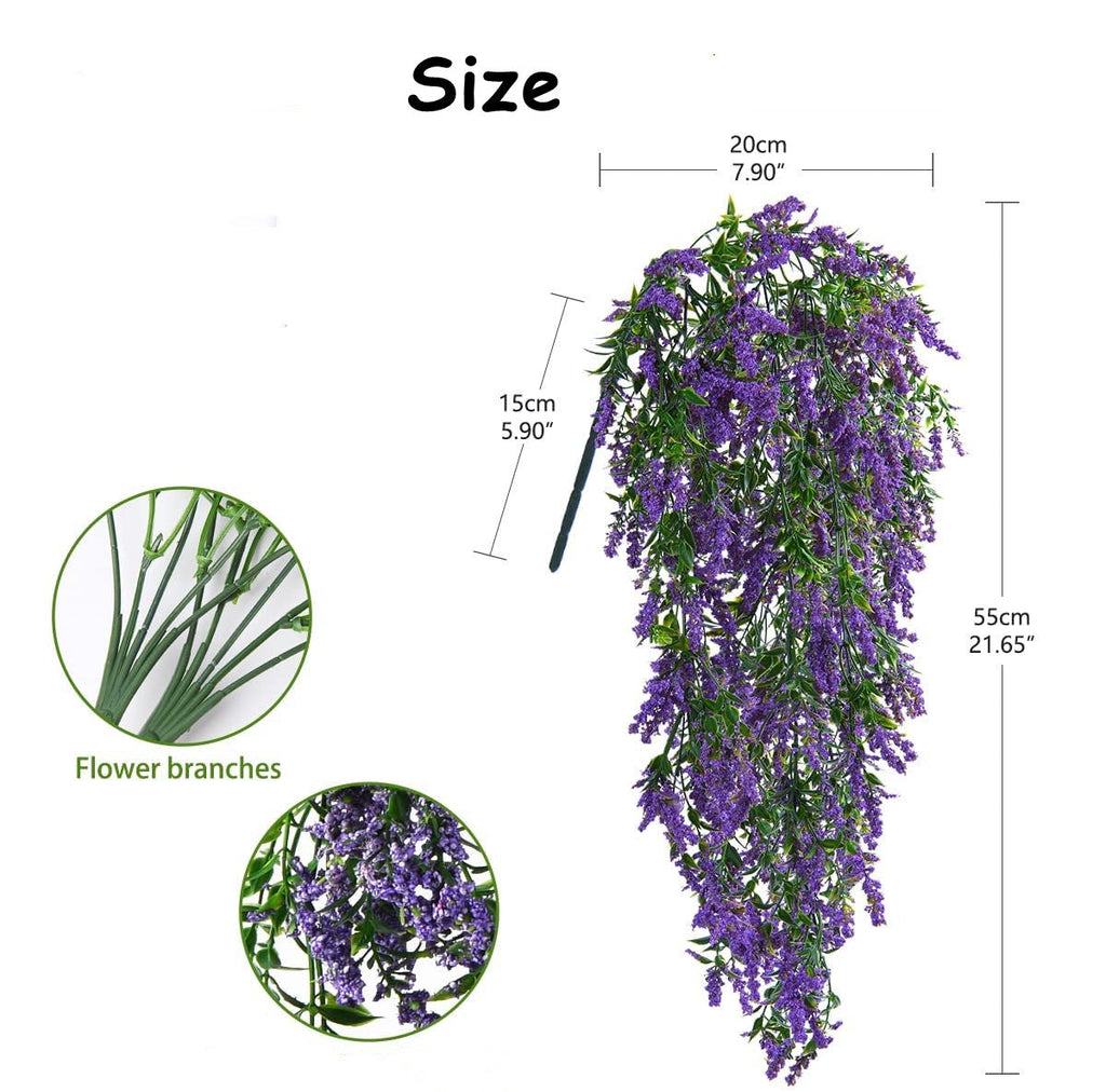 Lavanda artificial de 21" x 8" 2 piezas para decoración de interiores