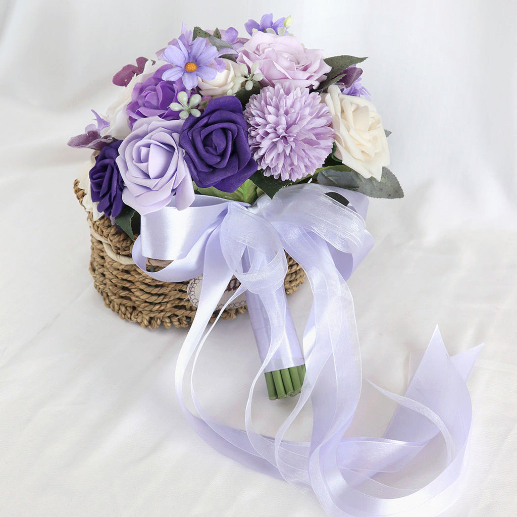 Rosas artificiales de 9" para bodas y eventos - Morado/wisteria/lilac