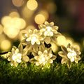 Lotos artificiales con resistencia a los rayos UV de 200" x 5" para jardín, balcón y terraza - 7 m/22.9 ft Blanco lights