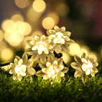 Lotos artificiales con resistencia a los rayos UV de 200" x 5" para jardín, balcón y terraza - 7 m/22.9 ft Blanco lights