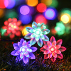Lotos artificiales con resistencia a los rayos UV de 200" x 5" para jardín, balcón y terraza - 12 m/39.3 ft Warm lights