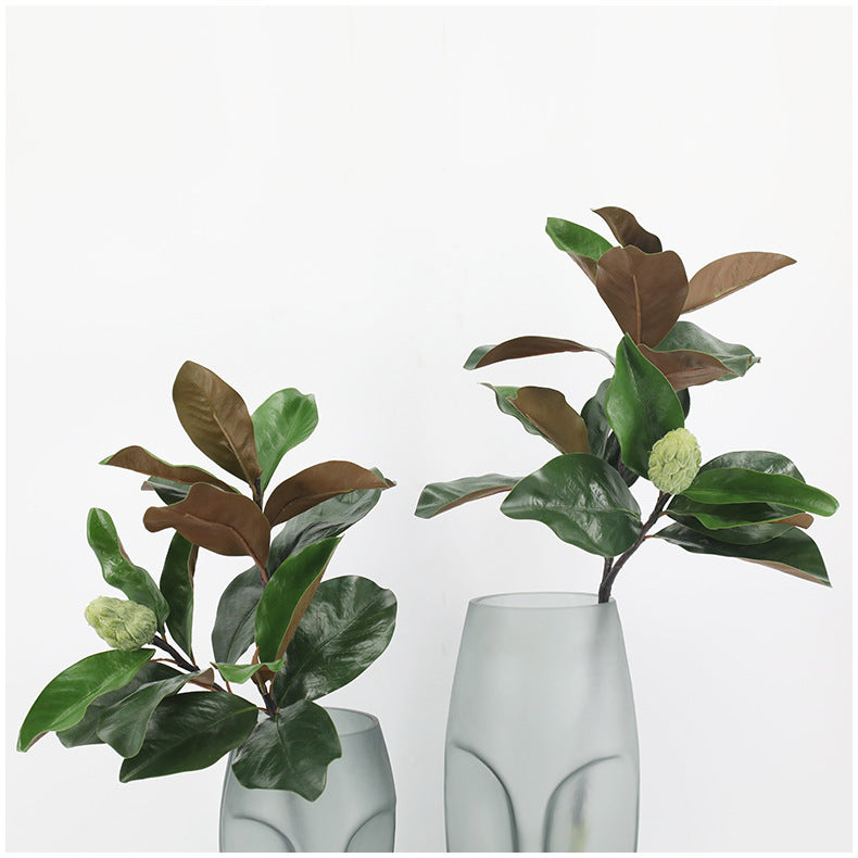 Magnolias artificiales con tacto real de 26" para decoración del hogar, eventos y escaparates - Verde