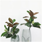 Magnolias artificiales con tacto real de 26" para decoración del hogar, eventos y escaparates - Verde