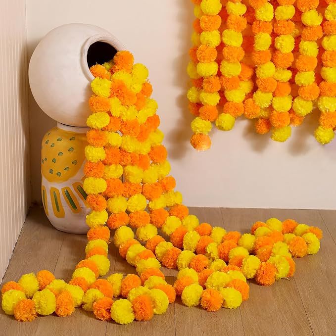 Corona o guirnalda artificial de 39" para bodas y eventos - Amarillo/naranja