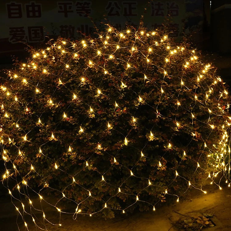 Rosas artificiales con resistencia a los rayos UV de 59" x 59" para jardín, balcón y terraza - 1.5*1.5 m/4.9*4.9 ft (96 lights) Azul lights
