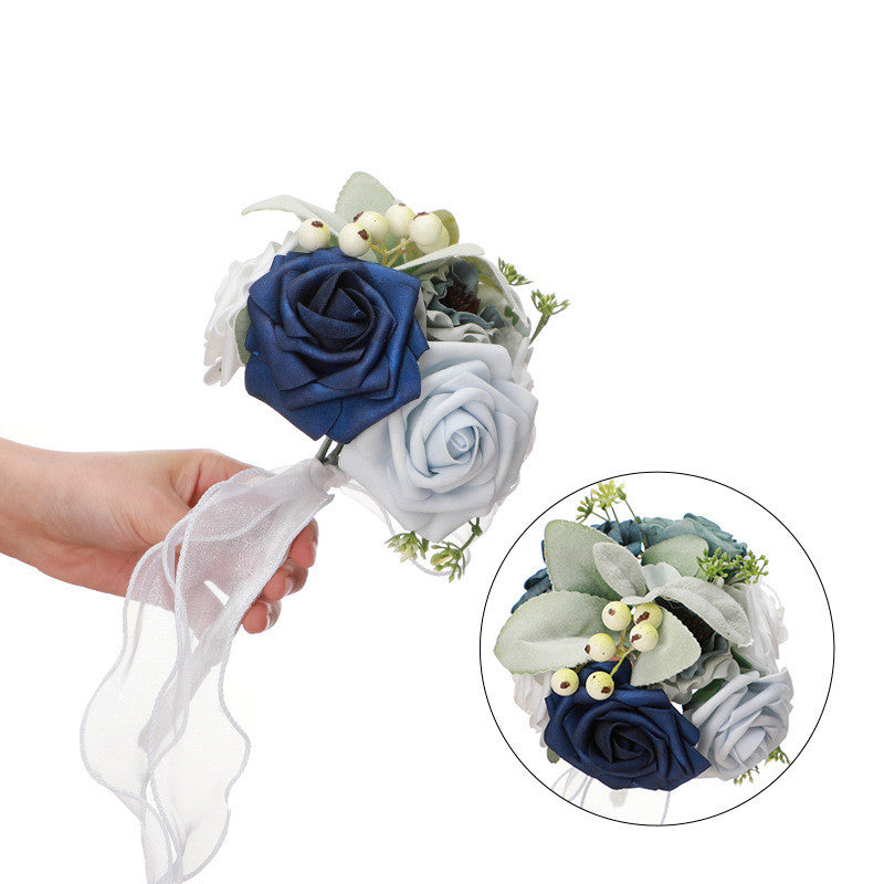 Rosas artificiales de 9" para bodas y eventos - Azul