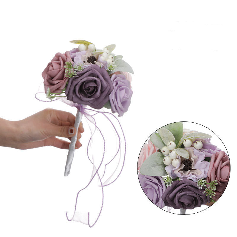 Rosas artificiales de 9" para bodas y eventos - Morado