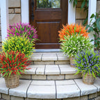 Lavanda artificial con resistencia a los rayos UV de 14" x 7" 24 piezas para jardín, balcón y terraza