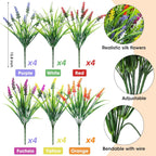 Lavanda artificial con resistencia a los rayos UV de 14" x 7" 24 piezas para jardín, balcón y terraza