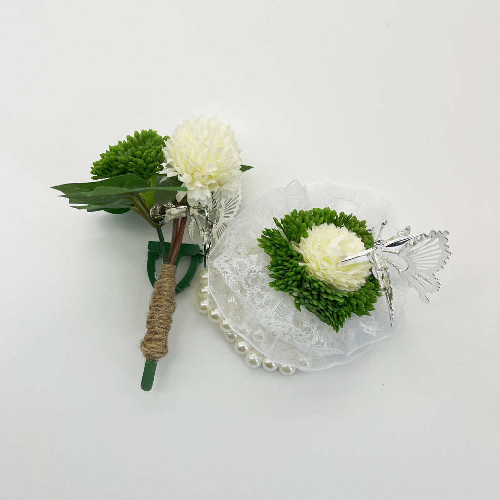 Crisantemos artificiales de 6" x 5" para bodas y eventos - Boutonniere