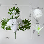Ramo de Flores Artificiales con 12 Flores de Lirio y Crisantemo, 56 cm, Estilo Rústico, para Decoración Exterior