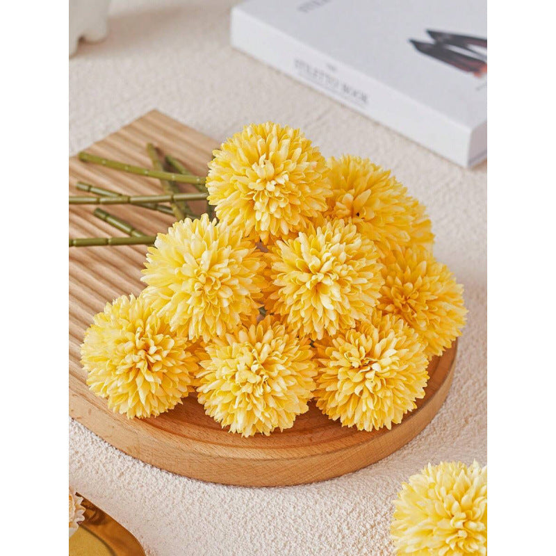 Flor Artificial Crisantemo Pompón, Tallo Único con 1 Flor, Tela Estilo Seda, Colores Macarons, Bodas y Decoración del Hogar