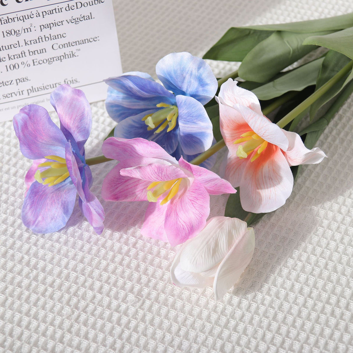 Tulipán artificial de PU, 1 tallo con flor de 10 cm, 65 cm de altura, para bodas y decoración del hogar